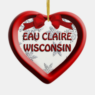 Eau Claire Wisconsin Heart Christmas Ornament