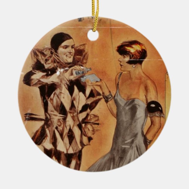 Eau de Cologne Harlequin and Flapper Ceramic Ornament (Front)