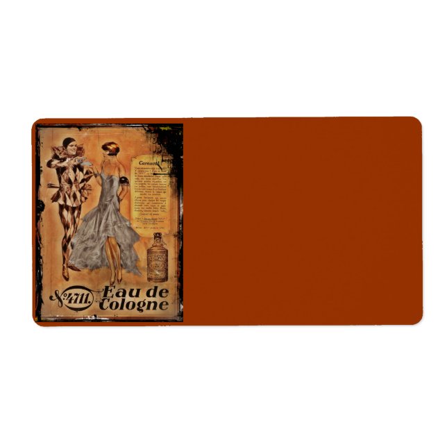 Eau de Cologne Harlequin and Flapper Label (Front)