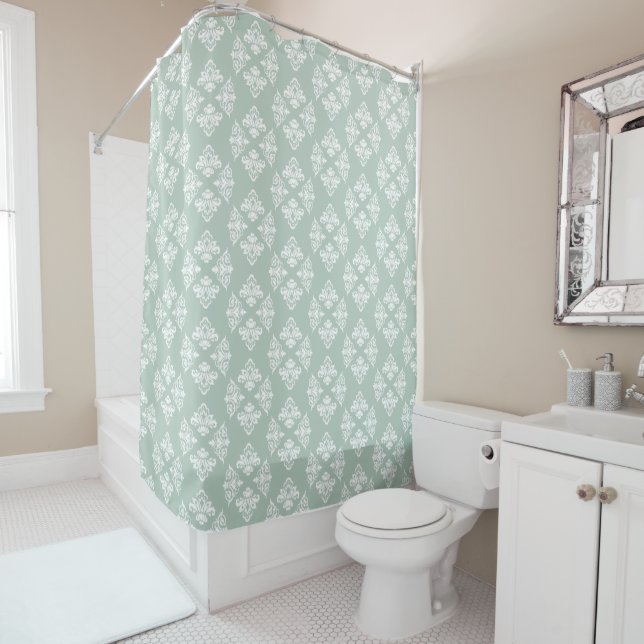 Eau de Nil Bath Decor Shower Curtain (In Situ)