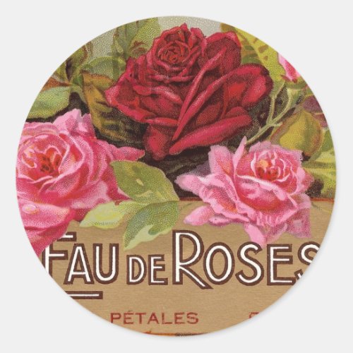 Eau De Roses French Scent Classic Round Sticker