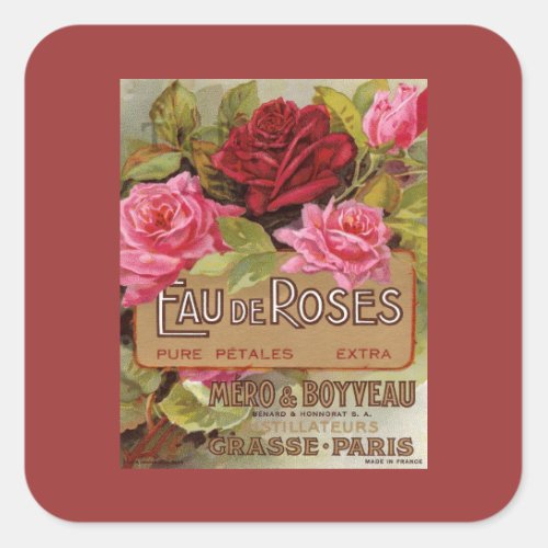 Eau De Roses French Scent Square Sticker