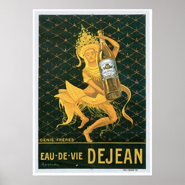 Eau De Vie Dejean Vintage Wine Drink Ad Art Poster (Front)