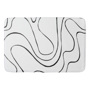 Ebb and Flow 2 - Black and White Bath Mat