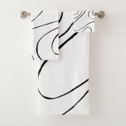 Ebb and Flow 2 - Black and White  Bath Towel Set