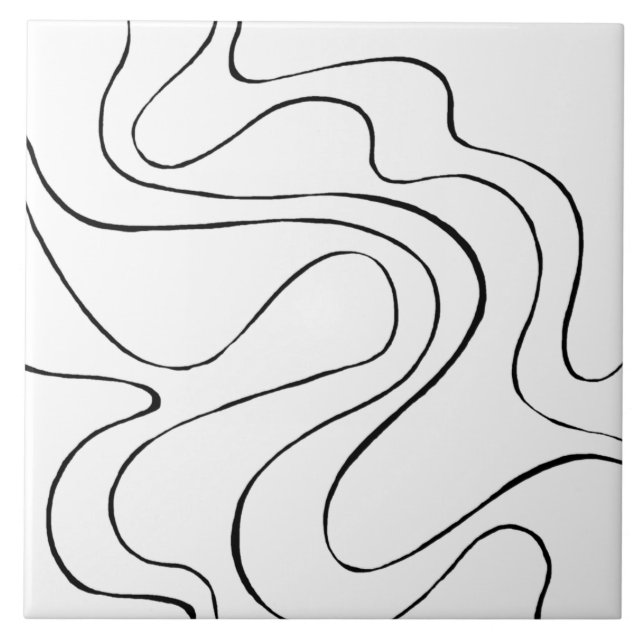 Ebb and Flow 2 - Black and White Ceramic Tile (Front)