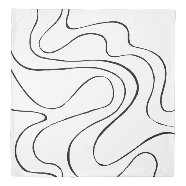 Ebb and Flow 2 - Black and White Duvet Cover (Front)