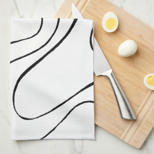 Ebb and Flow 2 - Black and White Kitchen Towel