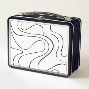 Ebb and Flow 2 - Black and White Metal Lunch Box