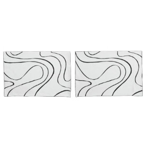 Ebb and Flow 2 - Black and White Pillow Case