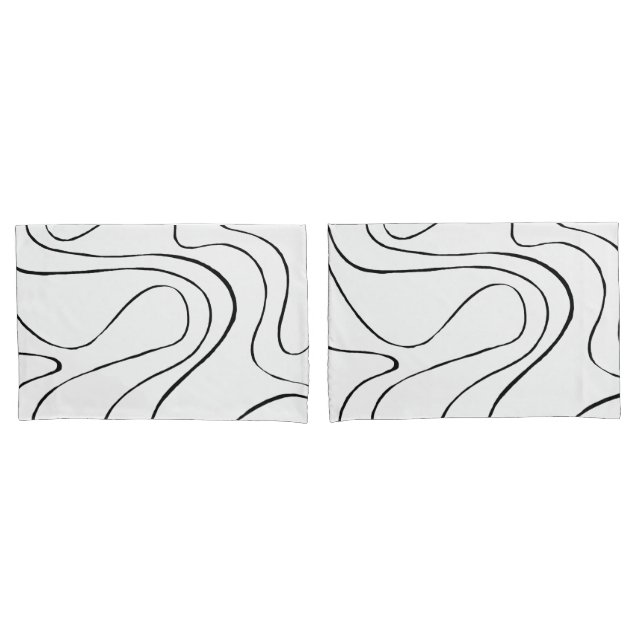 Ebb and Flow 2 - Black and White Pillow Case (Front-Set)