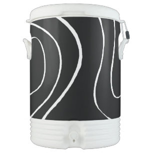 Ebb and Flow 2 - Black on White Beverage Cooler