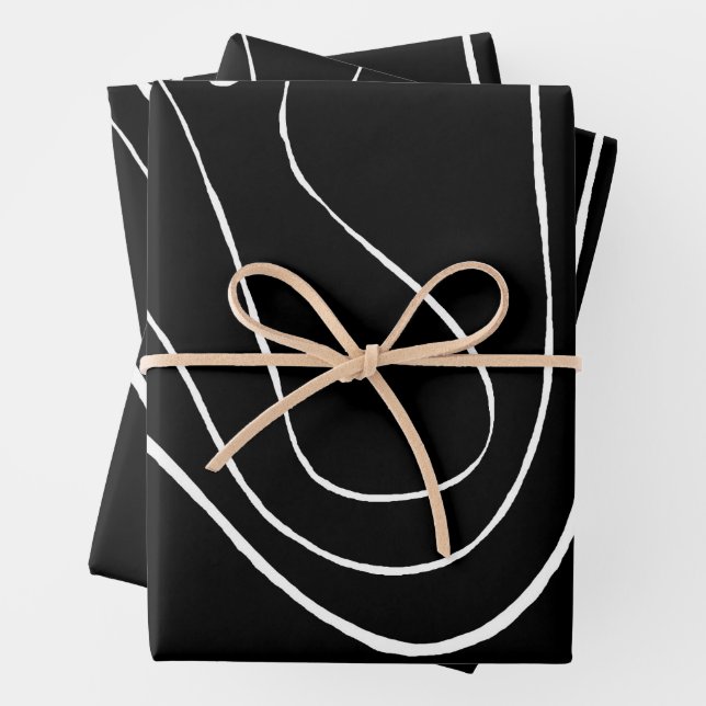 Ebb and Flow 2 - Black on White Wrapping Paper Sheets (In situ)