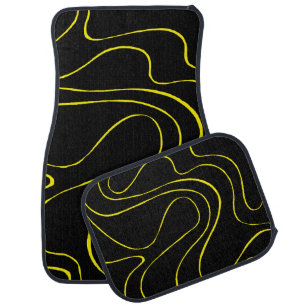 Ebb and Flow 2 in Black and Yellow Car Floor Mat