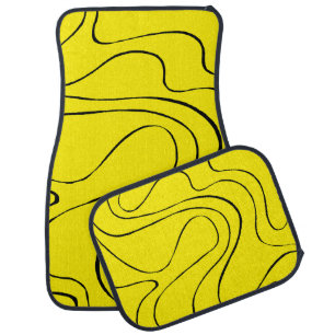 Ebb and Flow 2 in Black and Yellow Car Floor Mat