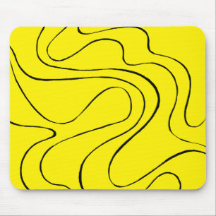 Ebb and Flow 2 in Black and Yellow Mouse Pad