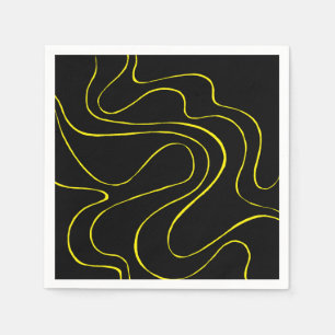 Ebb and Flow 2 in Black and Yellow Napkins