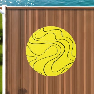 Ebb and Flow 2 in Black and Yellow Outdoor Rug