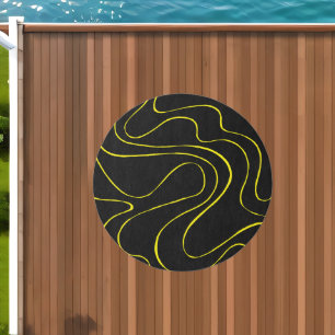 Ebb and Flow 2 in Black and Yellow Outdoor Rug
