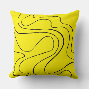 Ebb and Flow 2 in Black and Yellow Throw Pillow