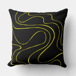 Ebb and Flow 2 in Black and Yellow Throw Pillow