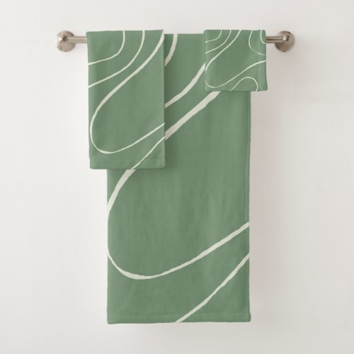 Ebb and Flow 2 in Green Bath Towel Set