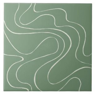 Ebb and Flow 2 in Green Ceramic Tile
