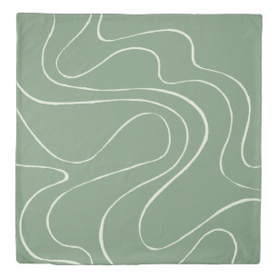 Ebb and Flow 2 in Green Duvet Cover