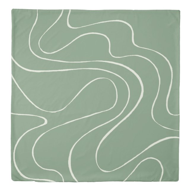 Ebb and Flow 2 in Green Duvet Cover (Front)