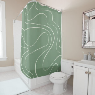 Ebb and Flow 2 in Green Shower Curtain