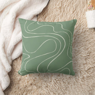 Ebb and Flow 2 in Green Throw Pillow