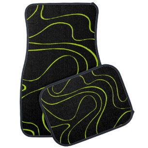 Ebb and Flow 2 in Lime Green and Black Car Floor Mat