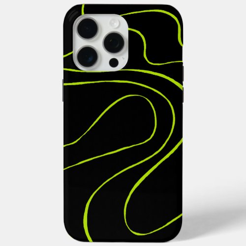 Ebb and Flow 2 in Lime Green and Black iPhone 15 Pro Max Case