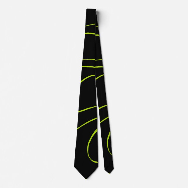 Ebb and Flow 2 in Lime Green and Black Neck Tie (Front)