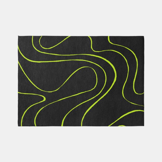 Ebb and Flow 2 in Lime Green and Black Rug (Front)