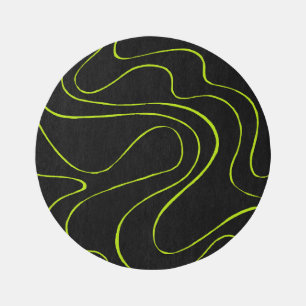 Ebb and Flow 2 in Lime Green and Black Rug