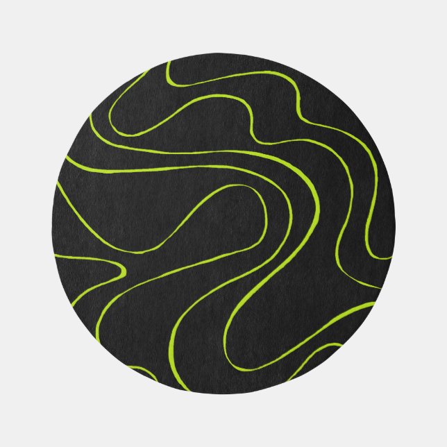 Ebb and Flow 2 in Lime Green and Black Rug (Front)