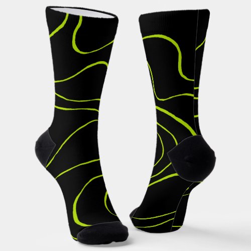 Ebb and Flow 2 in Lime Green and Black Socks