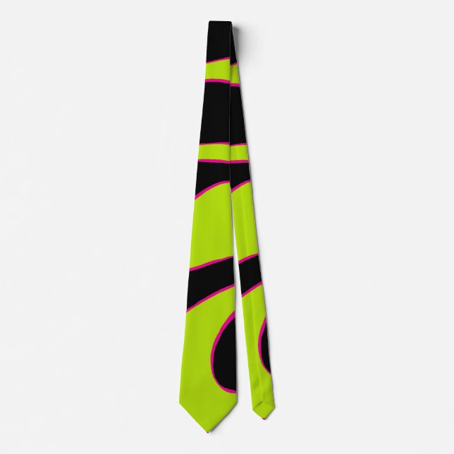 Ebb and Flow 2 in Lime Green, Hot Pink & Black Neck Tie (Front)