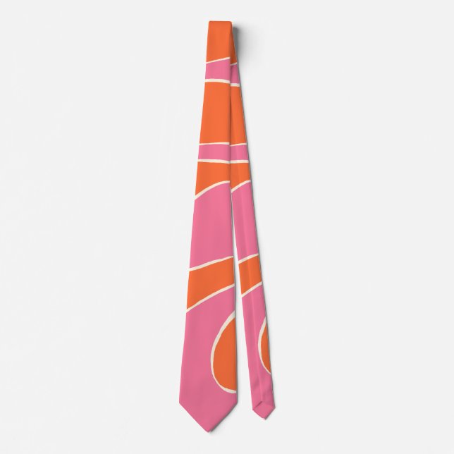 Ebb and Flow 2 in Pink, Orange and Cream Neck Tie (Front)