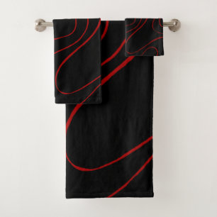 Ebb and Flow 2 in Red and Black Bath Towel Set