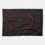Ebb and Flow 2 in Red and Black Kitchen Towel