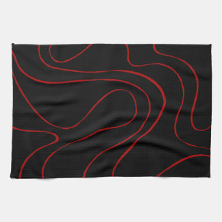Ebb and Flow 2 in Red and Black Kitchen Towel
