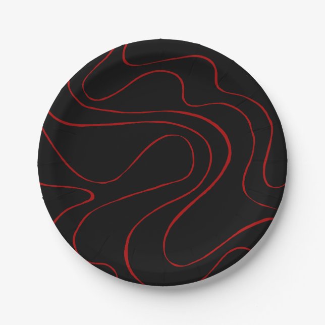 Ebb and Flow 2 in Red and Black Paper Plates (Front)