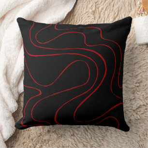 Ebb and Flow 2 in Red and Black Throw Pillow