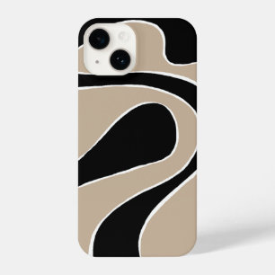 Ebb and Flow 2 in Taupe, Black, and White iPhone 14 Case