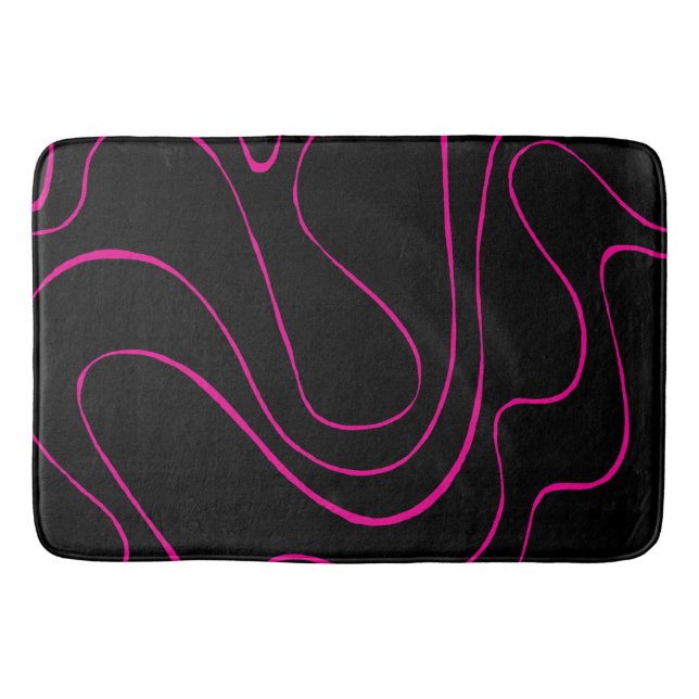 Ebb and Flow 2 - Magenta and Black Bath Mat (Front)