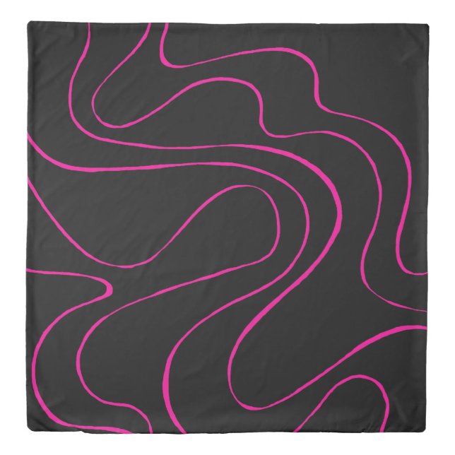 Ebb and Flow 2 - Magenta and Black Duvet Cover (Front)