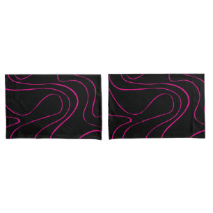 Ebb and Flow 2 - Magenta and Black Pillow Case