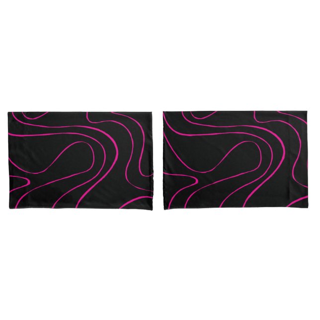 Ebb and Flow 2 - Magenta and Black Pillow Case (Front-Set)